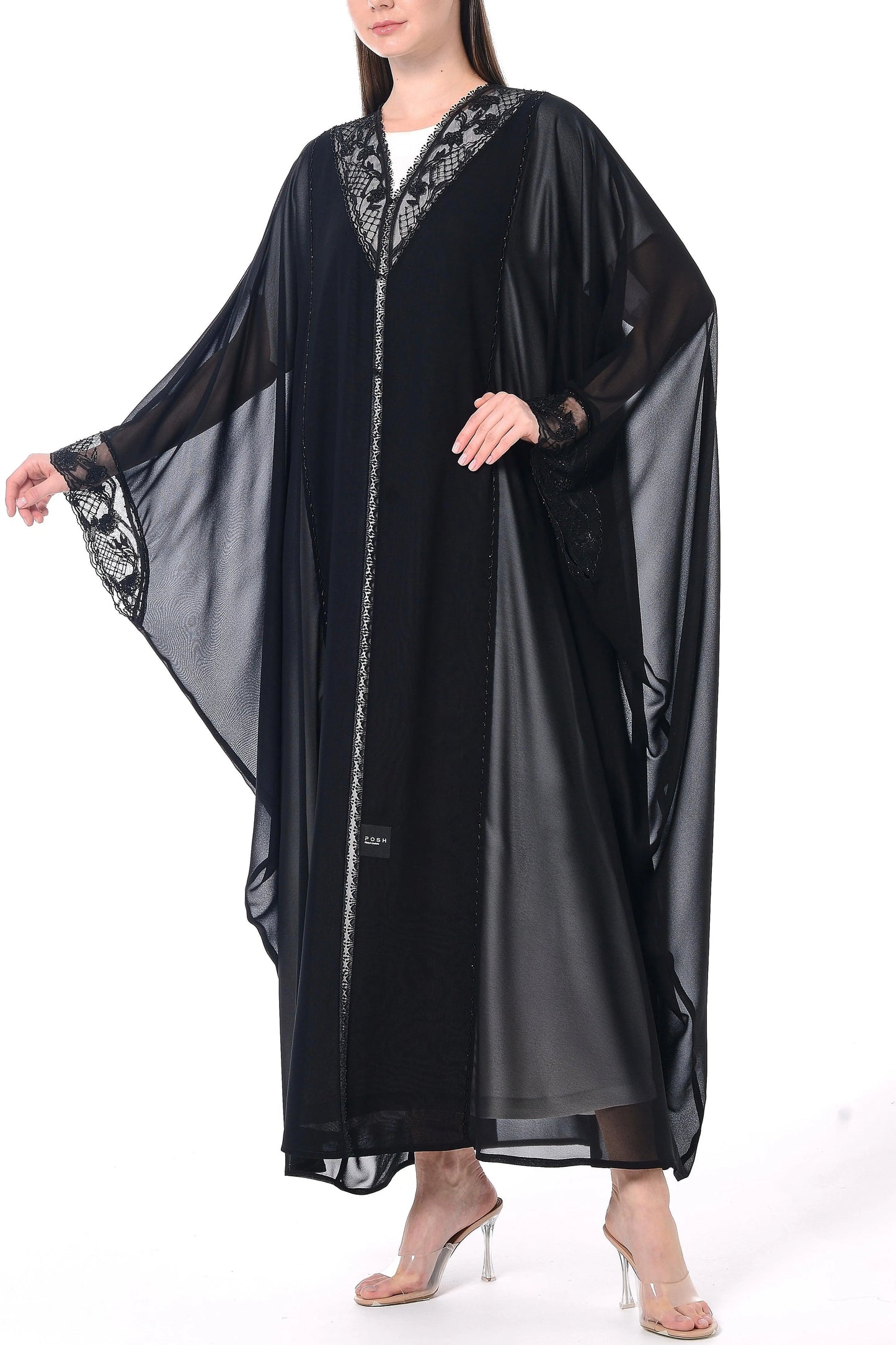 Black Chiffon Bahraini Abaya