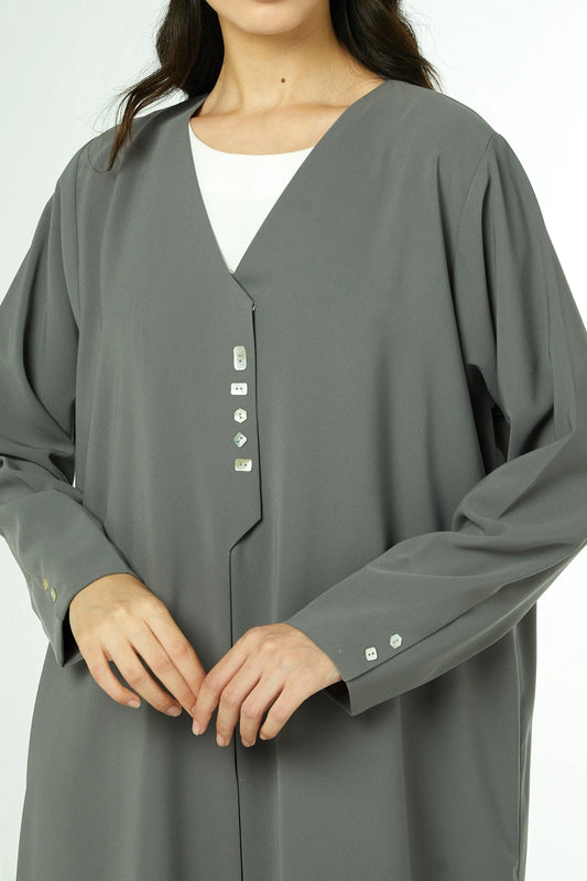 Grey Crepe Abaya