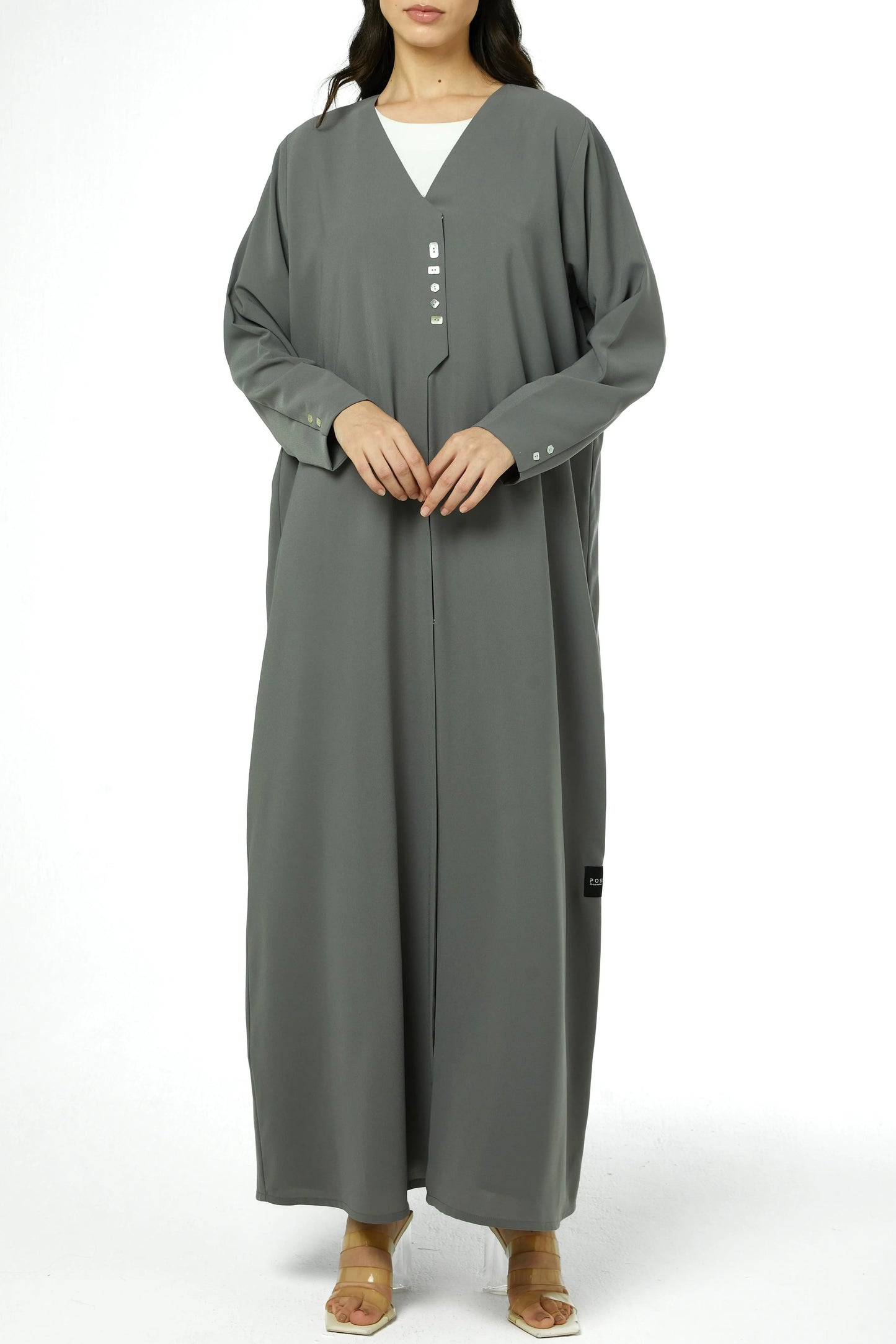 Grey Crepe Abaya